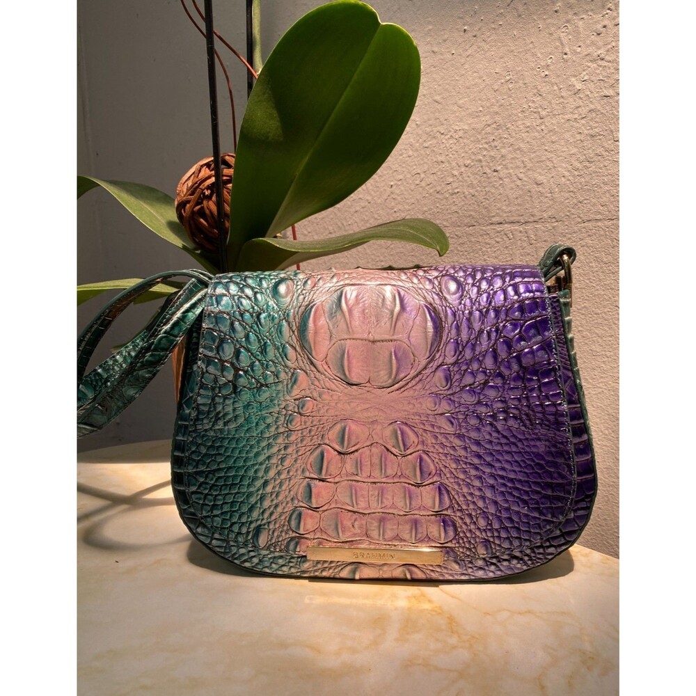 Rare Brahmin Small Nadine Enchant Ombre Melbourne Leather Crossbody Shoulder Bag